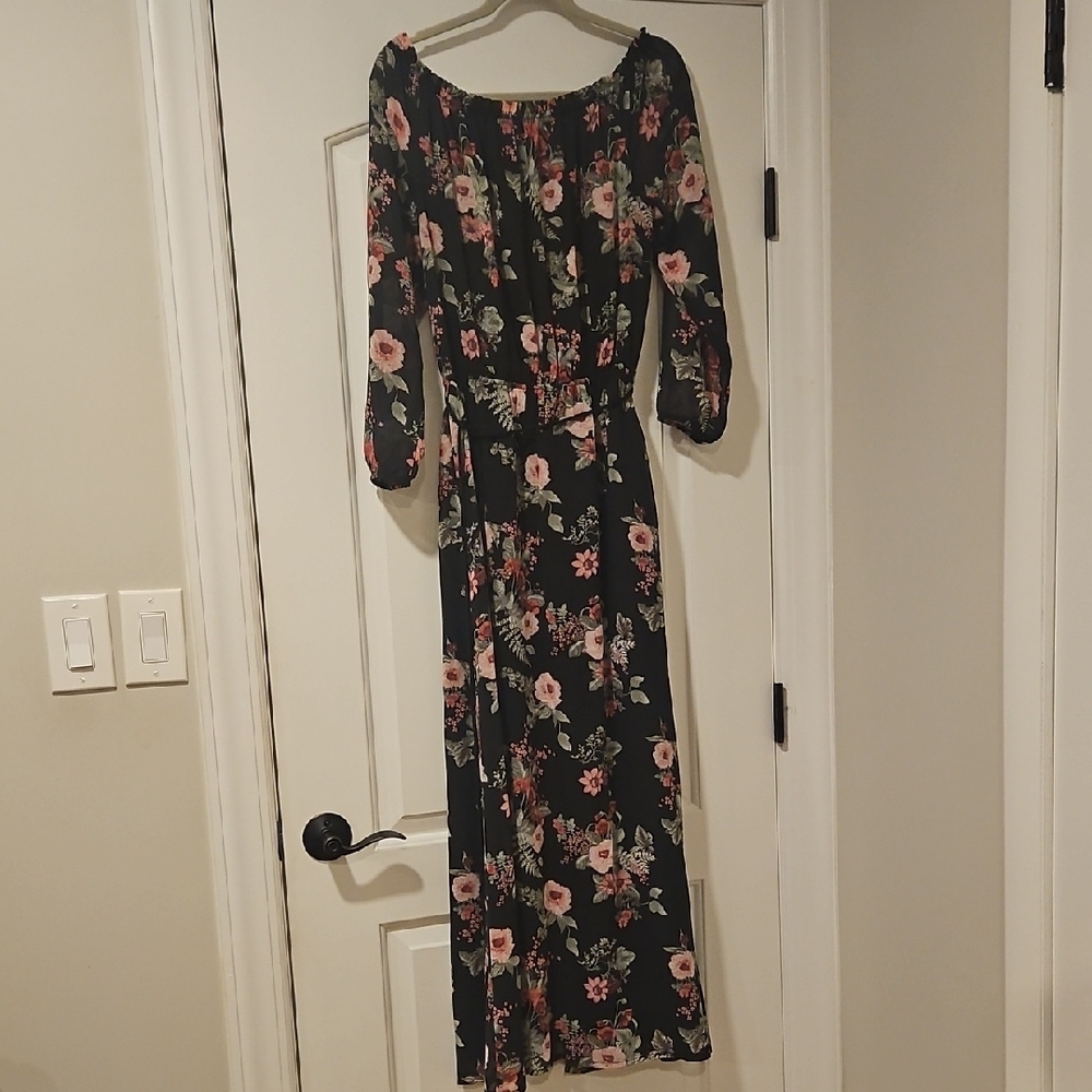 Nine West Pink Floral Sundress with Bishop Sleeves